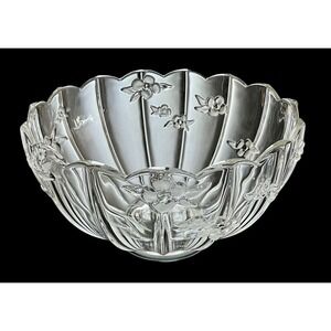 Vintage Mikasa Crystal Hostess Bowl 10.5" Round Clear Optic Embossed Flowers EUC